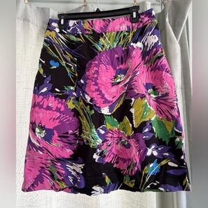 Lane Bryant Black Floral skirt with Pink & Purple Blooms